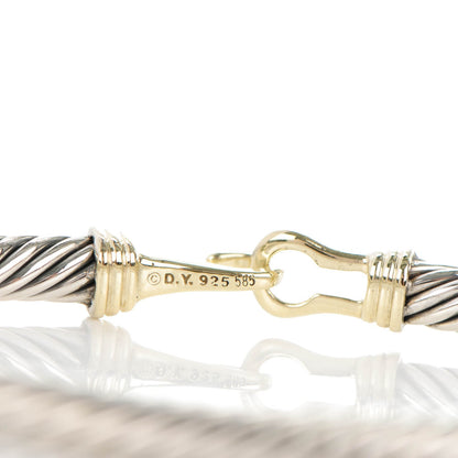 David Yurman Sterling Silver 14K Yellow Gold 5mm Cable Classic Buckle Bracelet 4 of 6