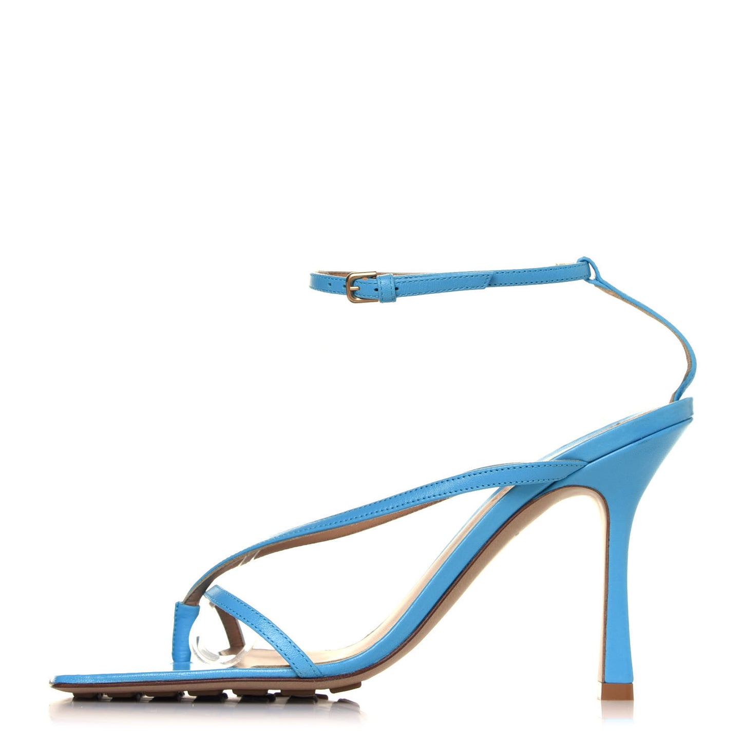 Lambskin Stretch Multi Strap 90mm Sandals 40 Sky Blue