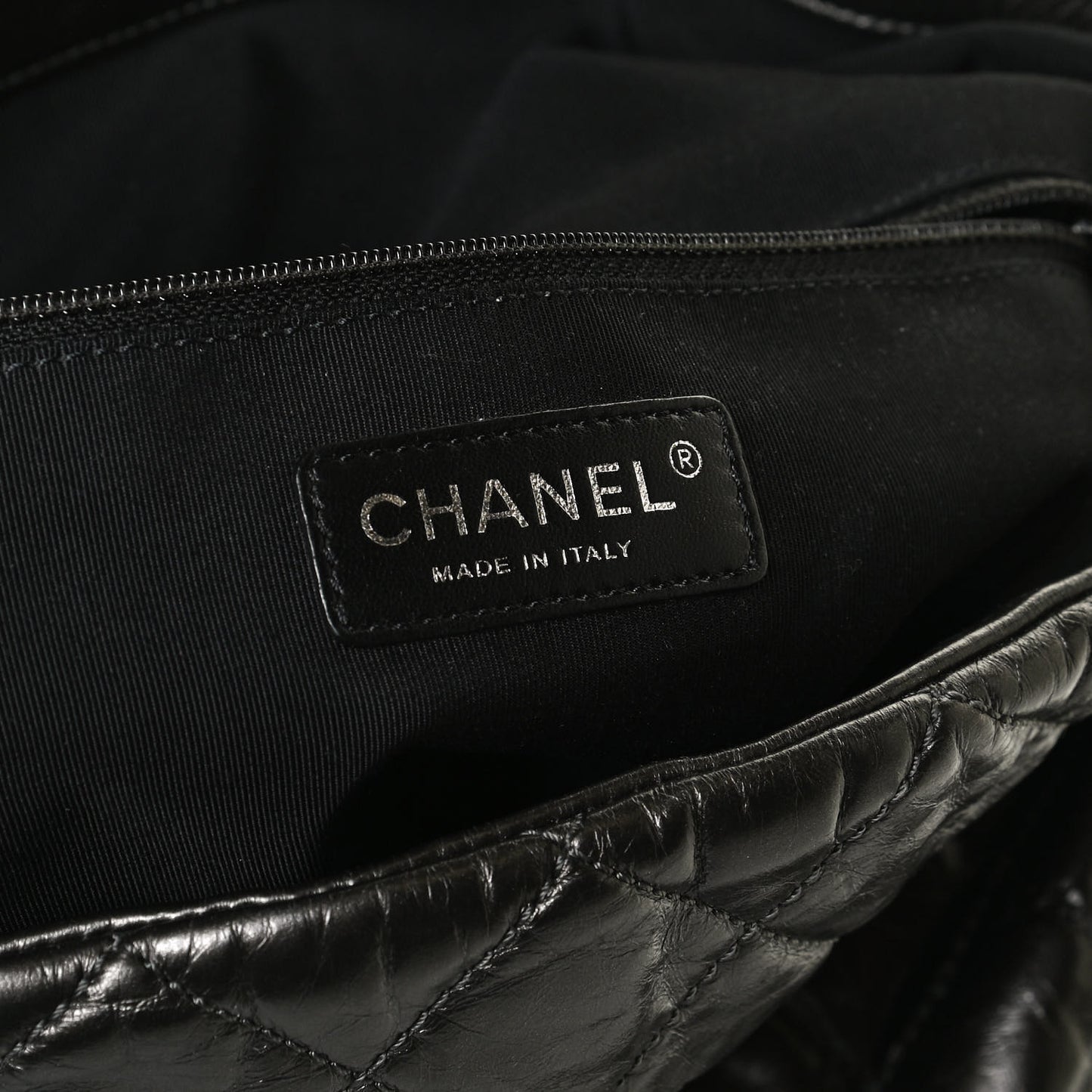 Metallic Calfskin Quilted Large Chain Me Hobo Dark Grey