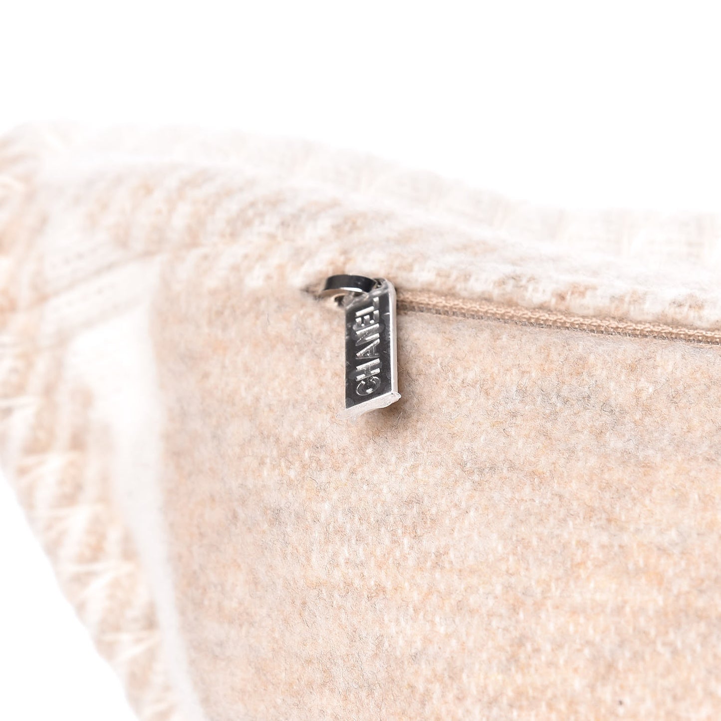 Wool Cashmere CC Pillow Ivory Havana Beige