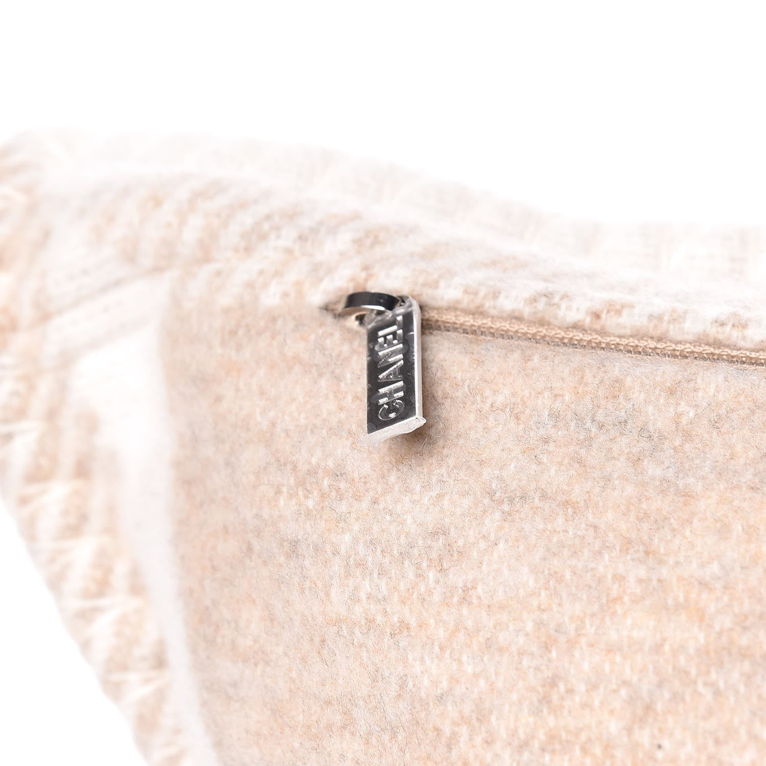 Chanel Wool Cashmere CC Pillow Ivory Havana Beige 7 of 7