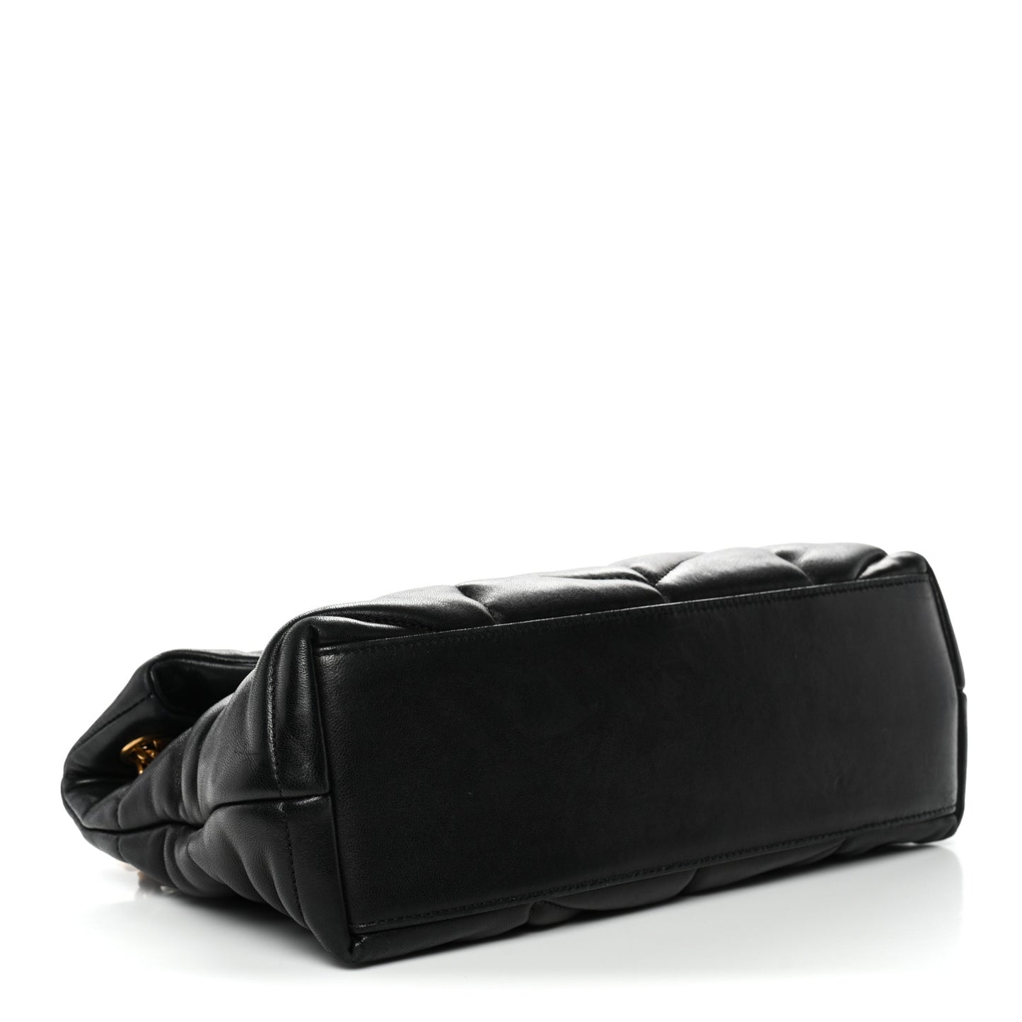 Lambskin Quilted Small Loulou Puffer Monogram Chain Satchel Black