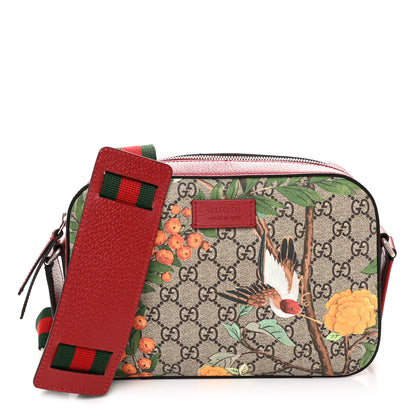 Gucci GG Supreme Monogram Tian Web Camera Bag Beige Multicolor Red 1 of 10