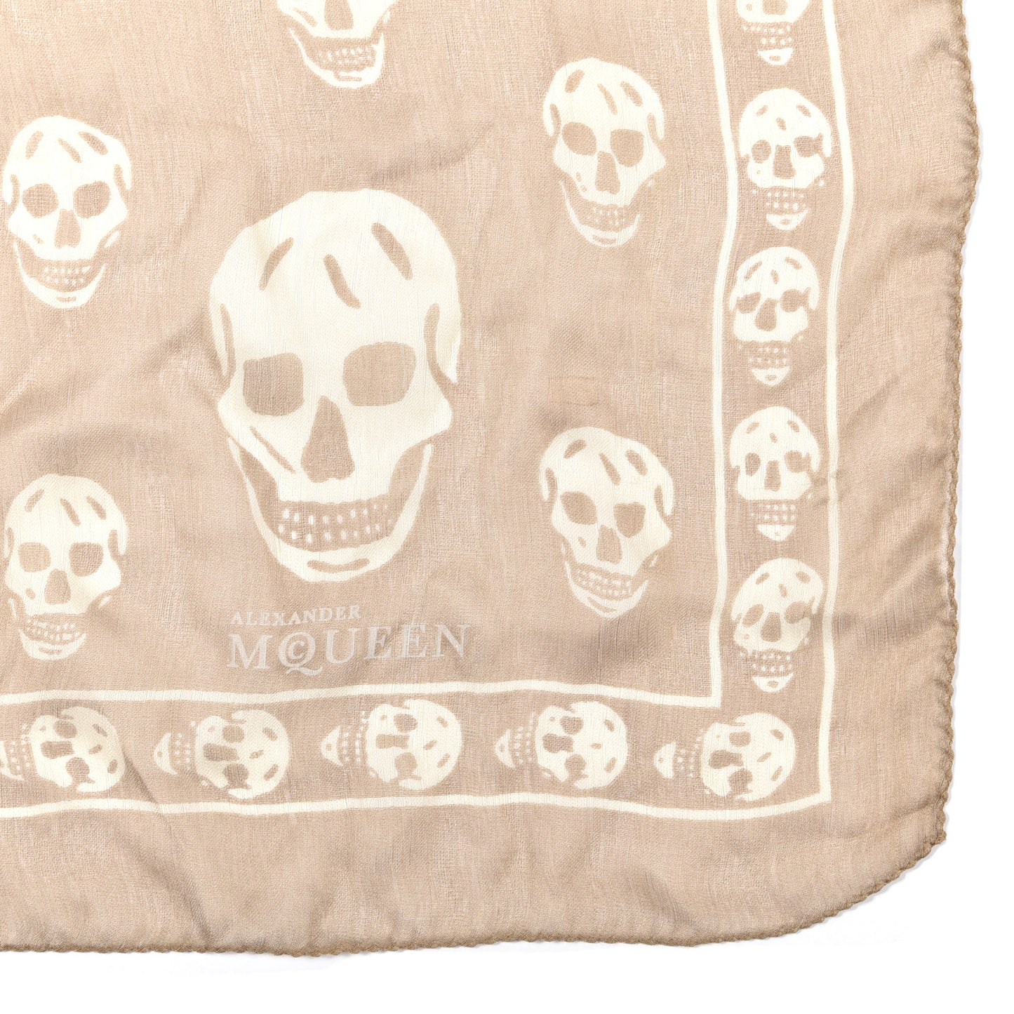 Silk Chiffon Skull Scarf Beige Ivory