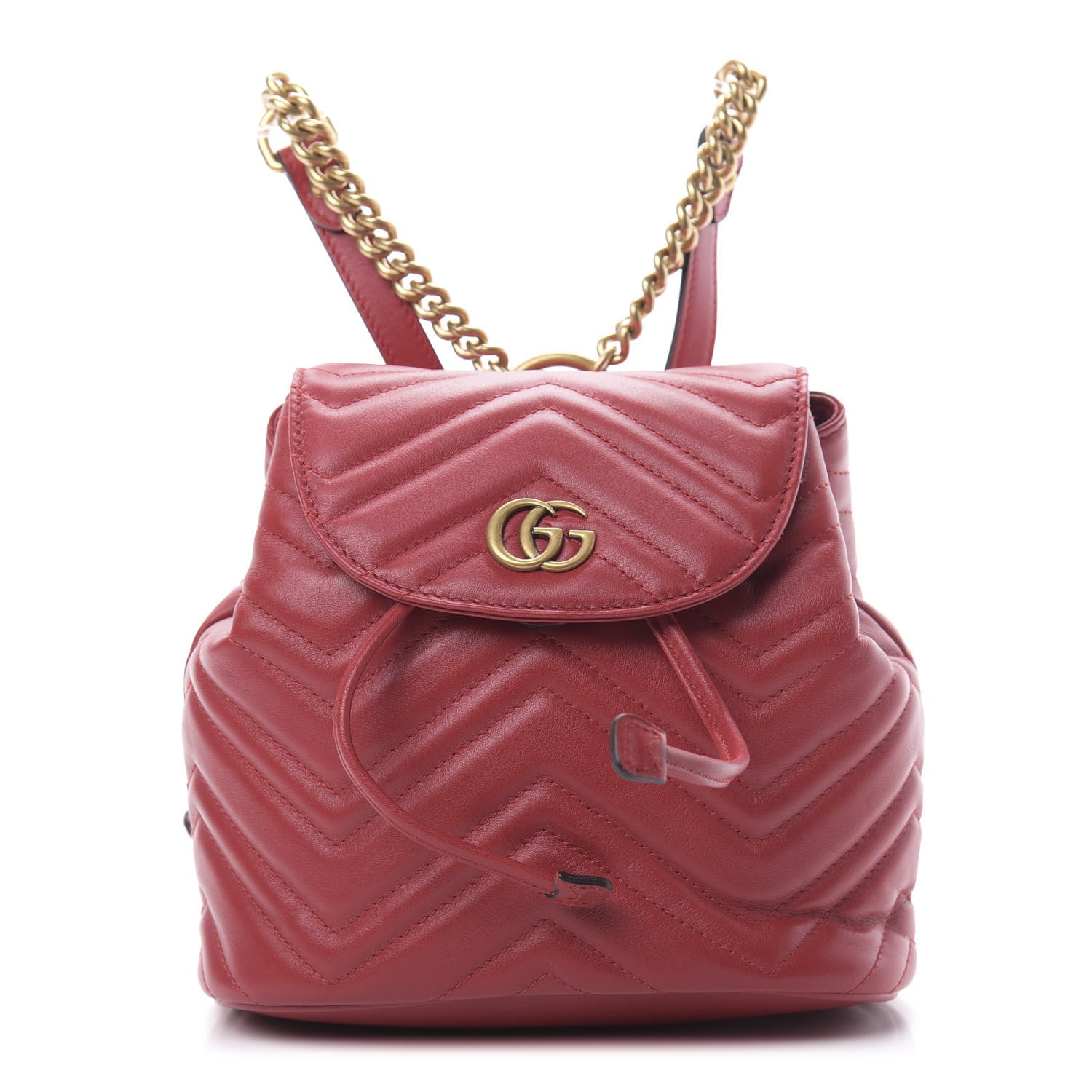 Gucci Calfskin Matelasse GG Marmont Flap Backpack Hibiscus Red 1 of 10