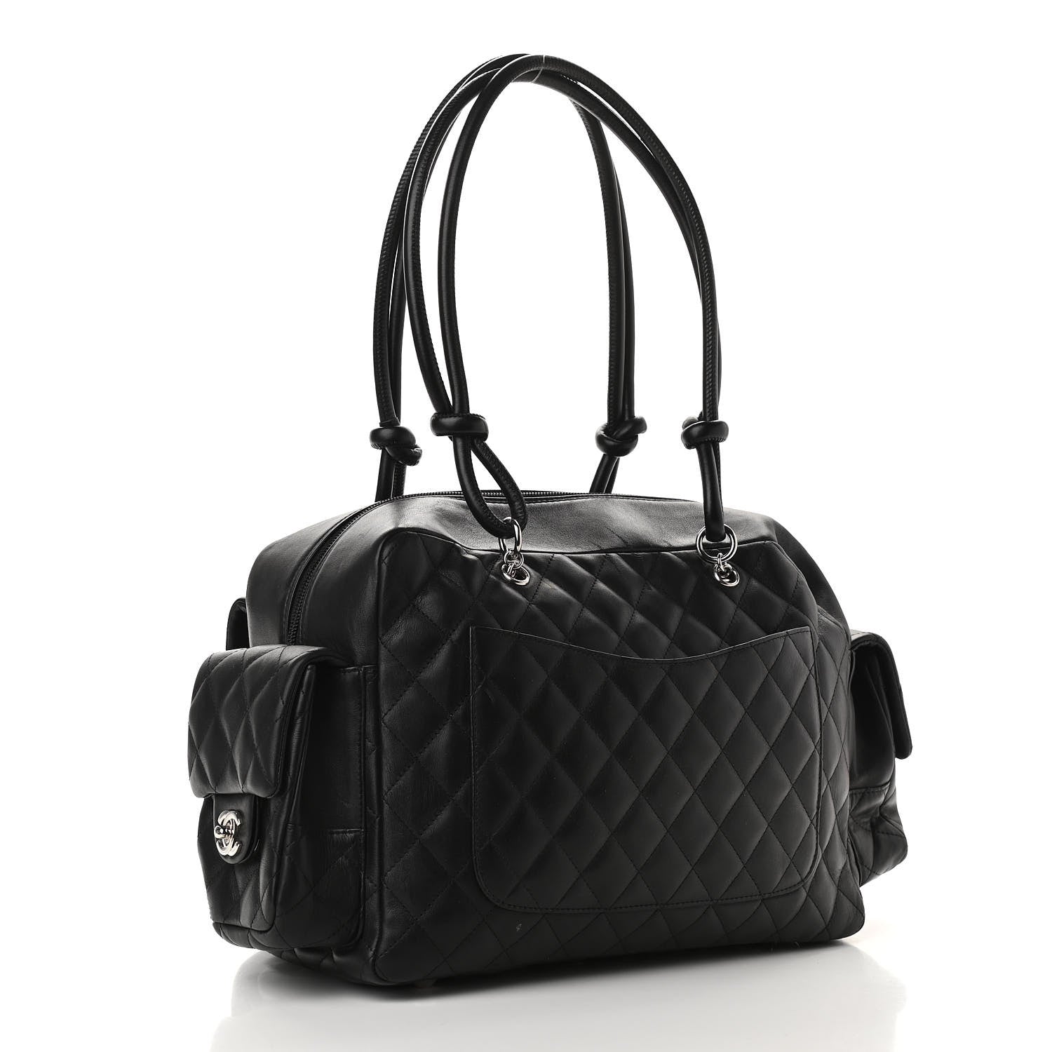 Chanel Calfskin Quilted Large Cambon Multipocket Reporter Black White 3 of 9