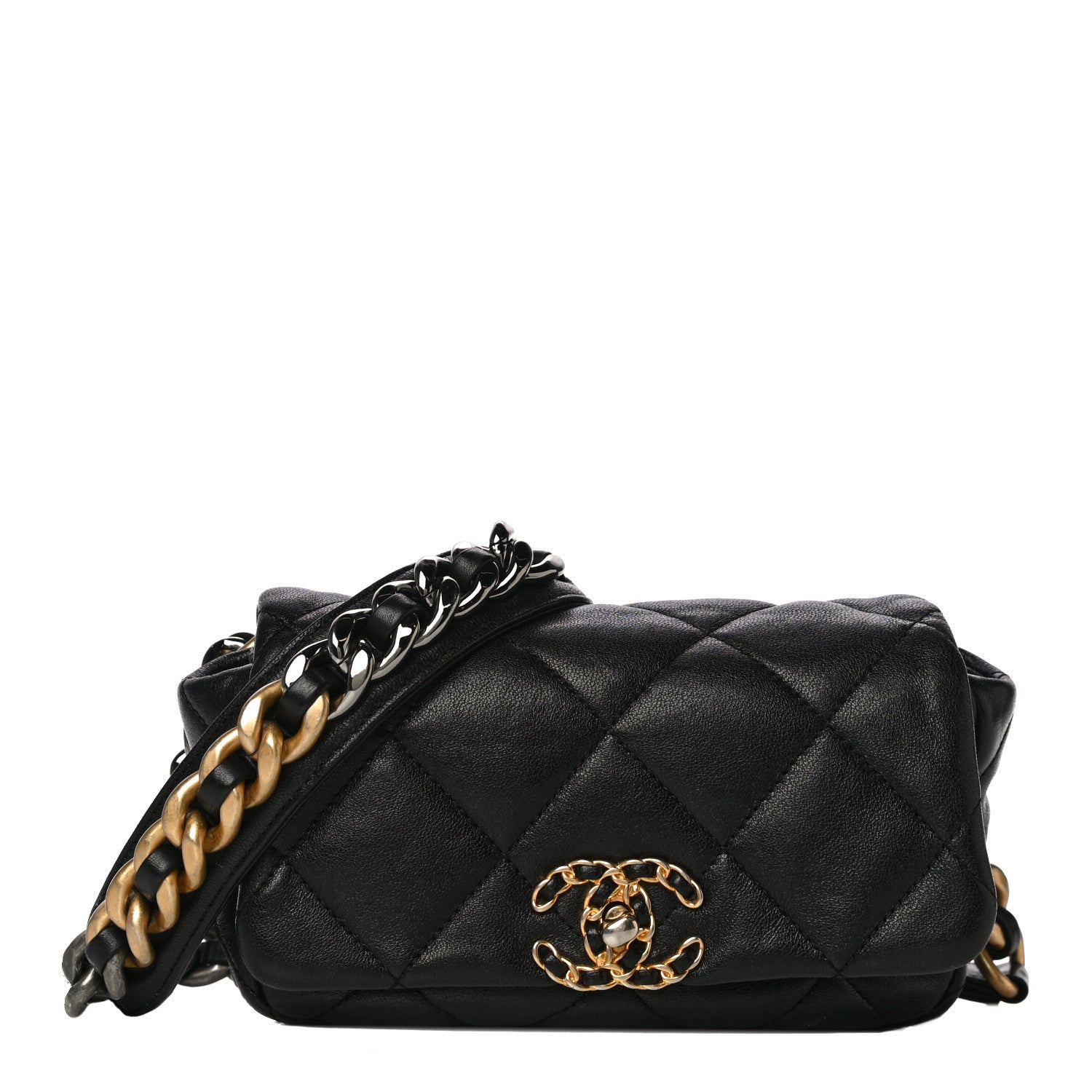 Chanel Lambskin Quilted Chanel 19 Waist Bag Black 1 of 13