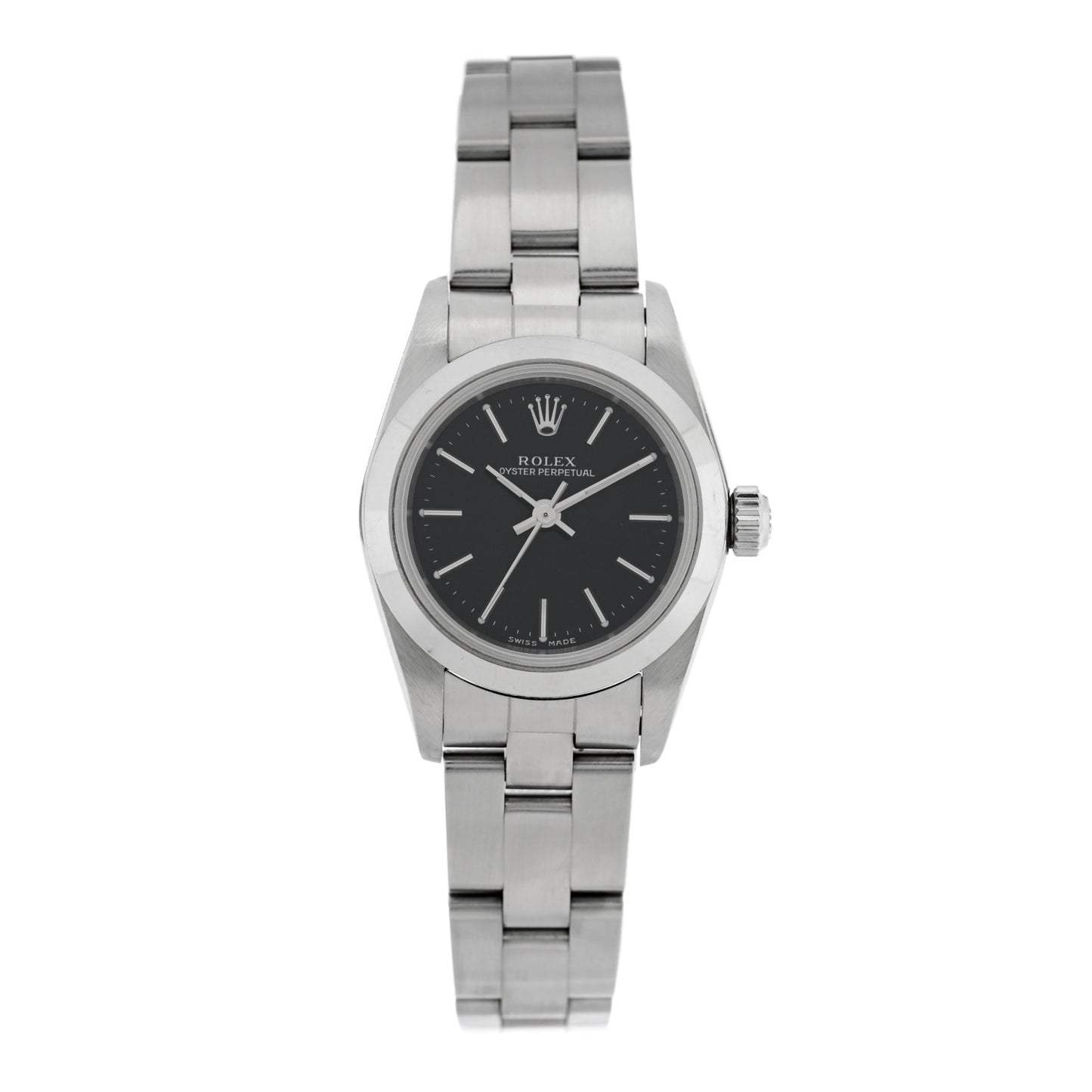 Stainless Steel 24mm Oyster Perpetual Watch Black 76080
