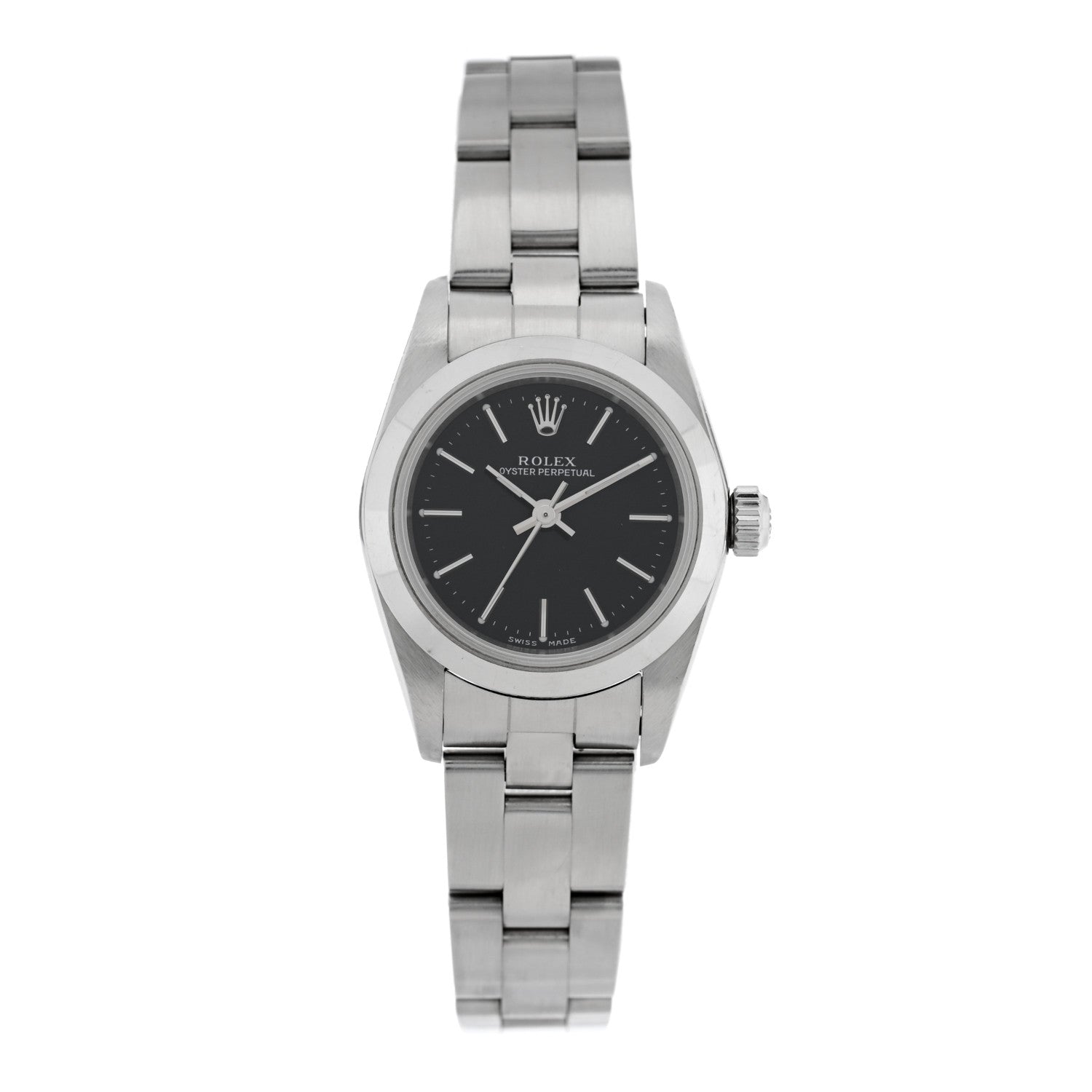 Rolex Stainless Steel 24mm Oyster Perpetual Watch Black 76080 1 of 4