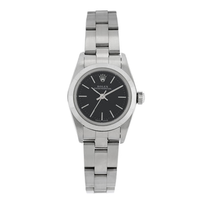 Rolex Stainless Steel 24mm Oyster Perpetual Watch Black 76080 1 of 4