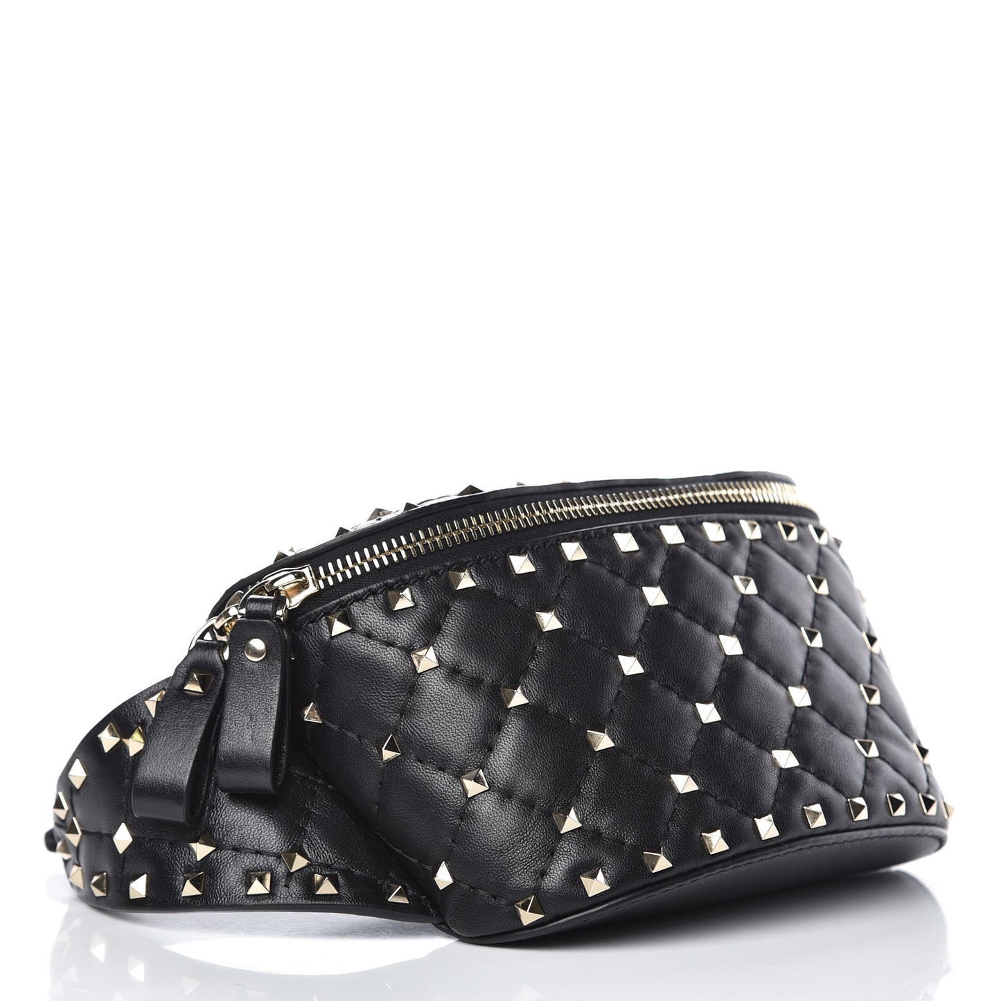 Lambskin Rockstud Spike Belt Bag 95 Black