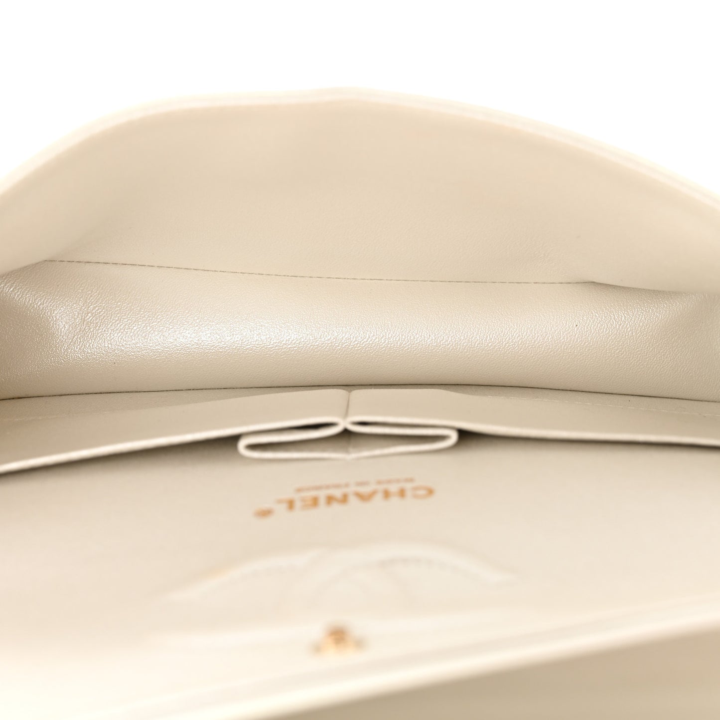 Iridescent Calfskin Quilted Medium Double Flap White
