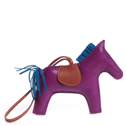 Hermes Milo Lambskin Grigri Rodeo Horse Bag Charm GM Anemone Bleu Izmir Fauve 1 of 5