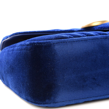 Gucci Velvet Matelasse Small GG Marmont Shoulder Bag Cobalt Blue 7 of 9