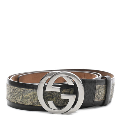 Gucci GG Supreme Monogram Niagara Lux Calfskin Interlocking G 40mm Belt 110 44 Beige Ebony Cocoa 1 of 6