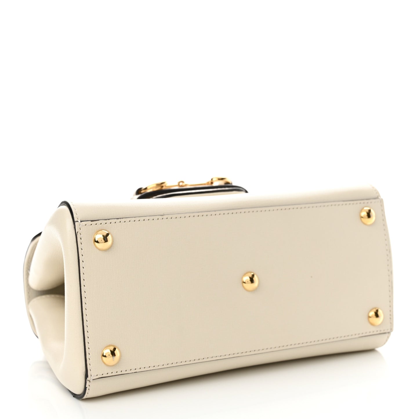 Glazed Textured Calfskin Mini Horsebit 1955 Top Handle Flap Bag Mystic White