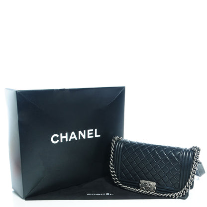 Chanel Metallic Calfskin Quilted Medium Boy Flap Black 5 of 9