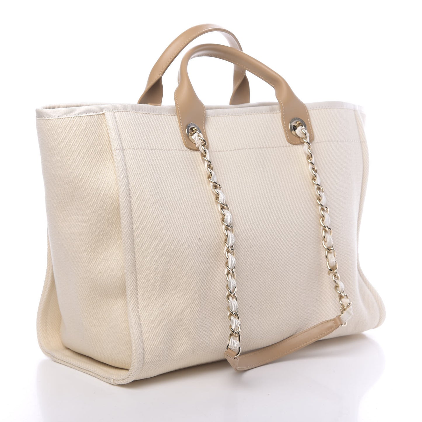 Canvas Pearl Large Deauville Tote Ecru Beige