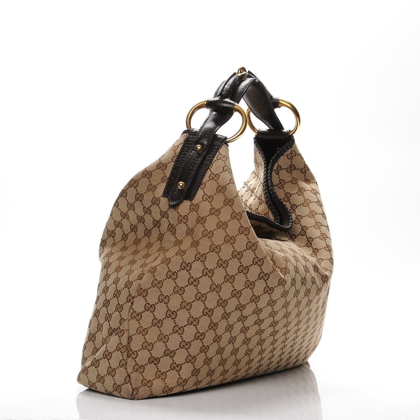 Monogram Large Horsebit Chain Hobo Dark Brown