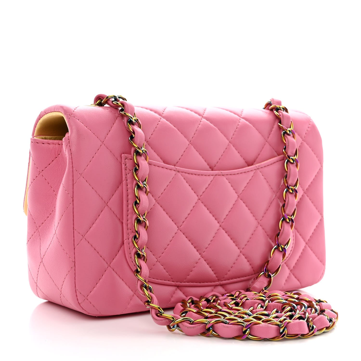 Chanel Lambskin Quilted Mini Rectangular Flap Pink Yellow 3 of 11