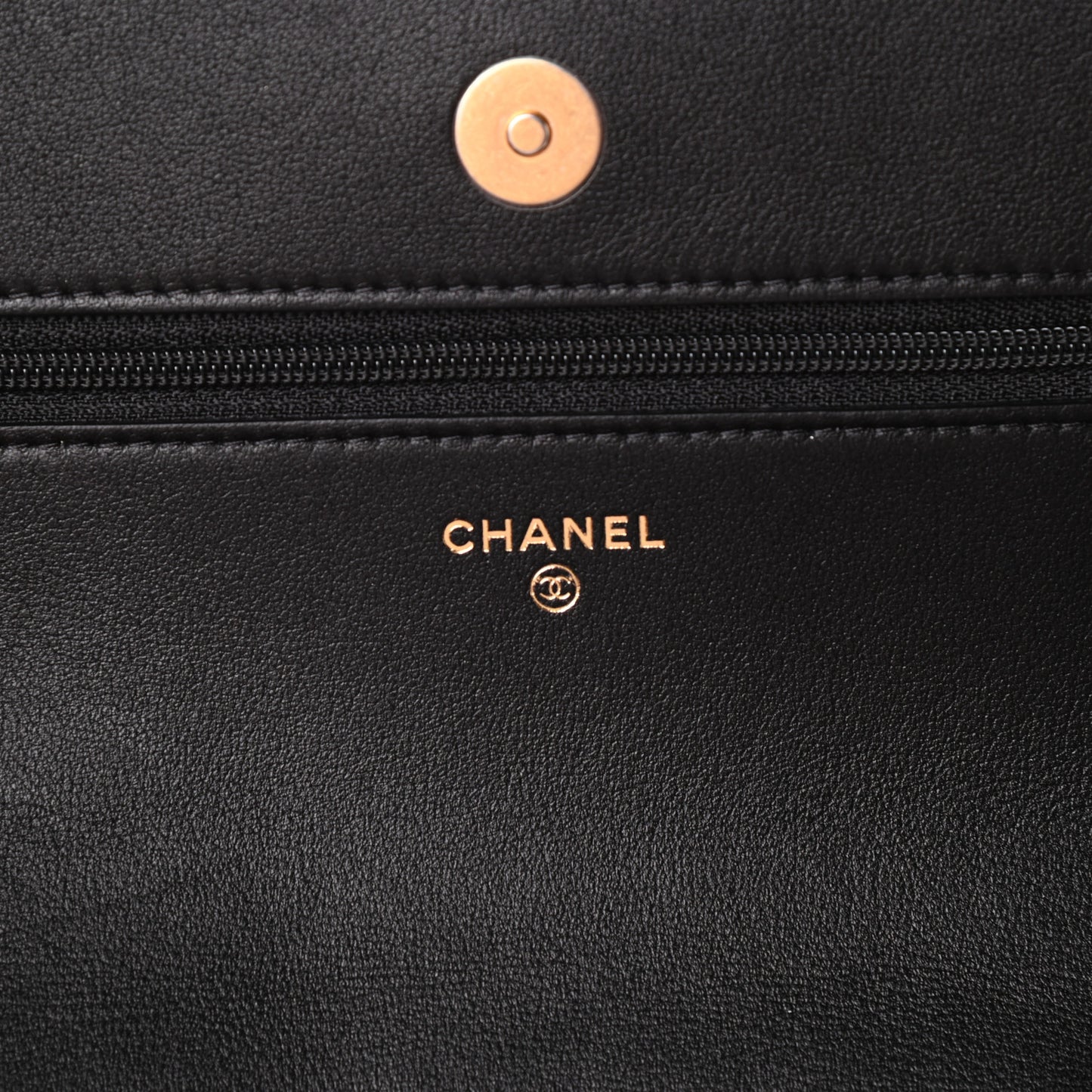 Calfskin Quilted Pearl Wallet On Chain WOC Black