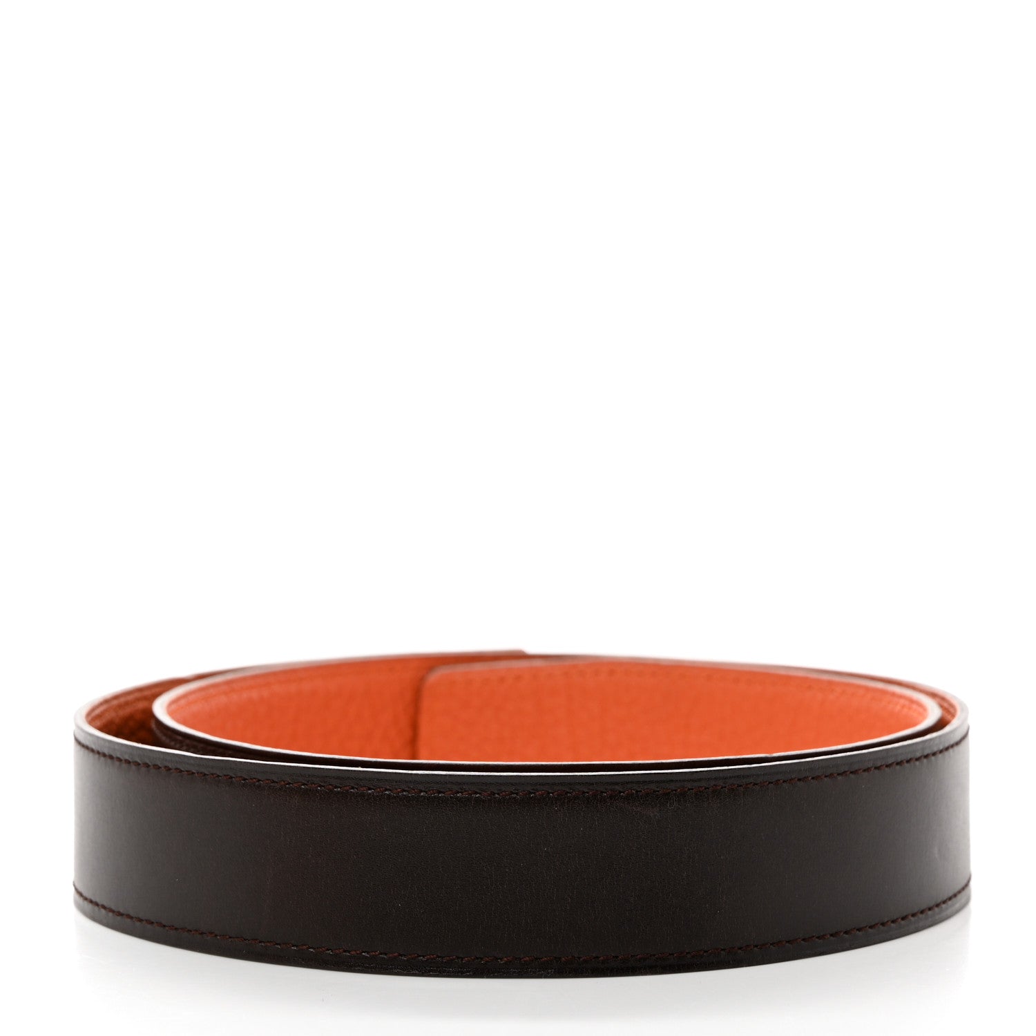 Hermes Box Togo 32mm Belt Strap 80 32 Chocolate Orange 3 of 9