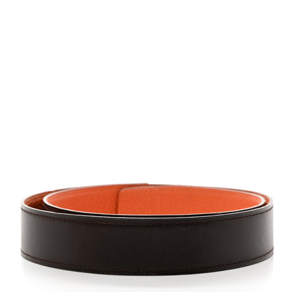 Hermes Box Togo 32mm Belt Strap 80 32 Chocolate Orange 3 of 9