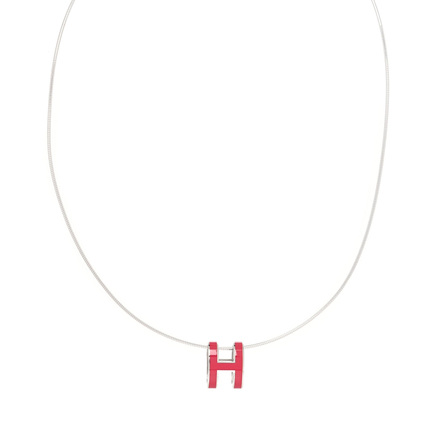 Lacquered Palladium Pop H Pendant Necklace Rose Extreme