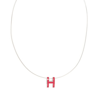 Hermes Lacquered Palladium Pop H Pendant Necklace Rose Extreme 1 of 5