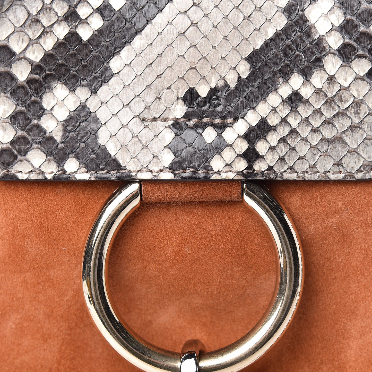 Python Suede Mini Faye Bracelet Bag Tannish Red