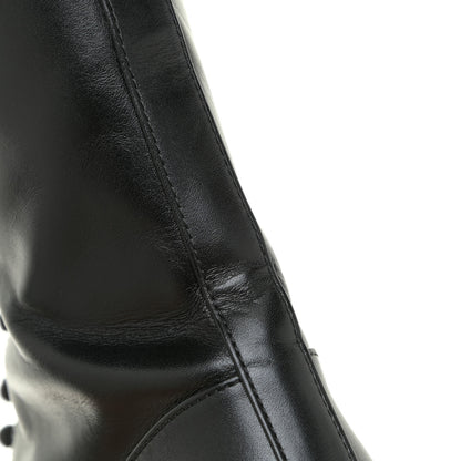 Chanel Calfskin Lace Up Combat Boots 37 Black 12 of 13