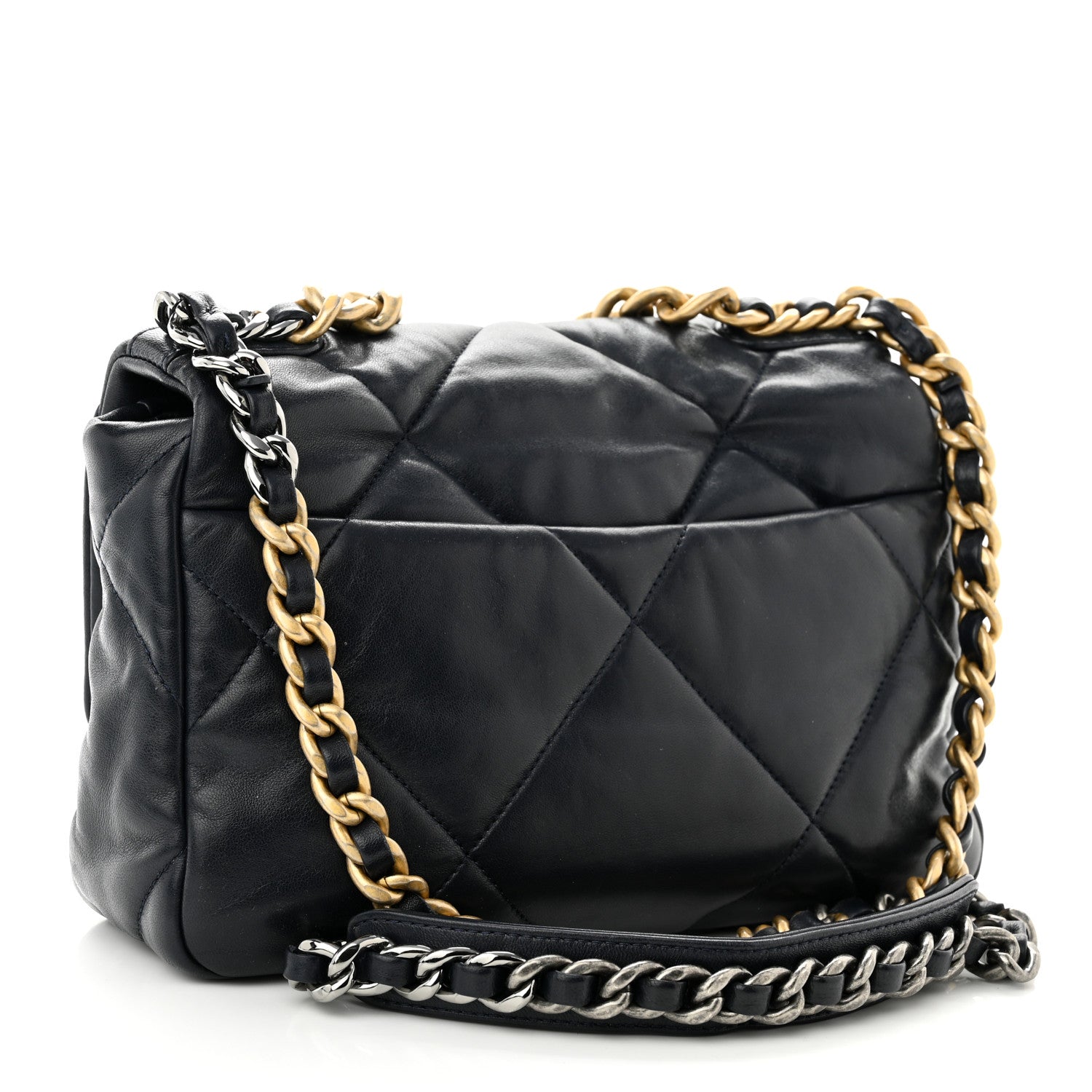Chanel Lambskin Quilted Medium Chanel 19 Flap Navy Blue 3 of 10