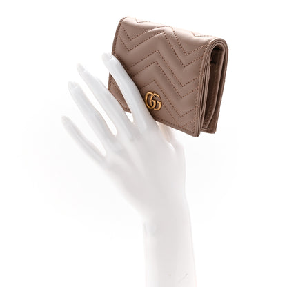Gucci Calfskin Matelasse GG Marmont Card Case Wallet Porcelain Rose 2 of 7