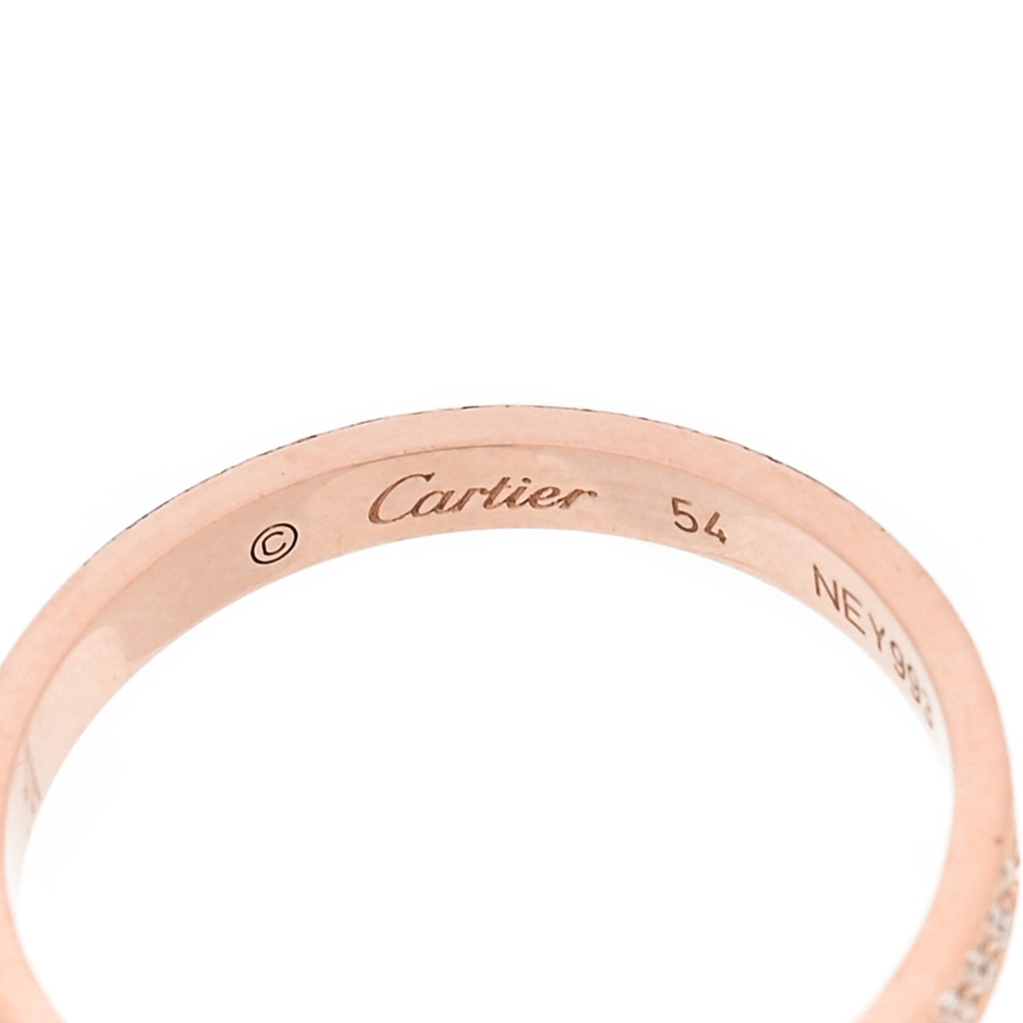 18K Pink Gold Diamond 2.6mm LOVE Paved Band Ring 54 6.75