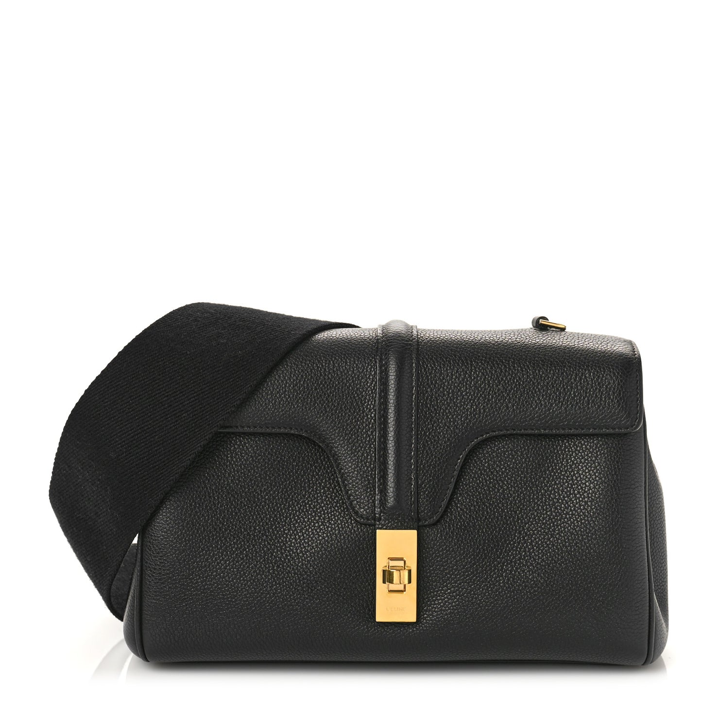 Grained Calfskin Teen Soft 16 Shoulder Bag Black