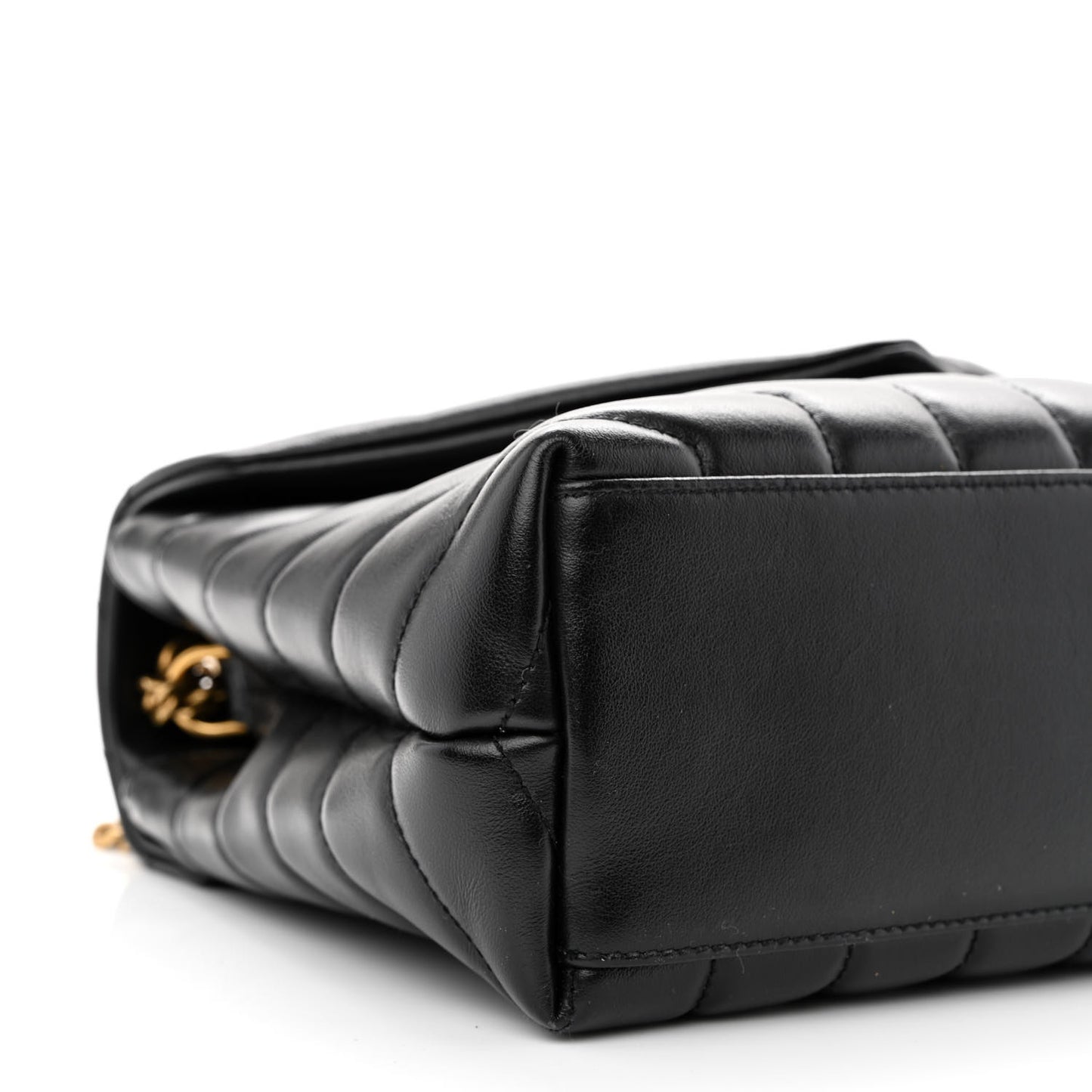 Calfskin Y Quilted Monogram Small Loulou Chain Satchel Black
