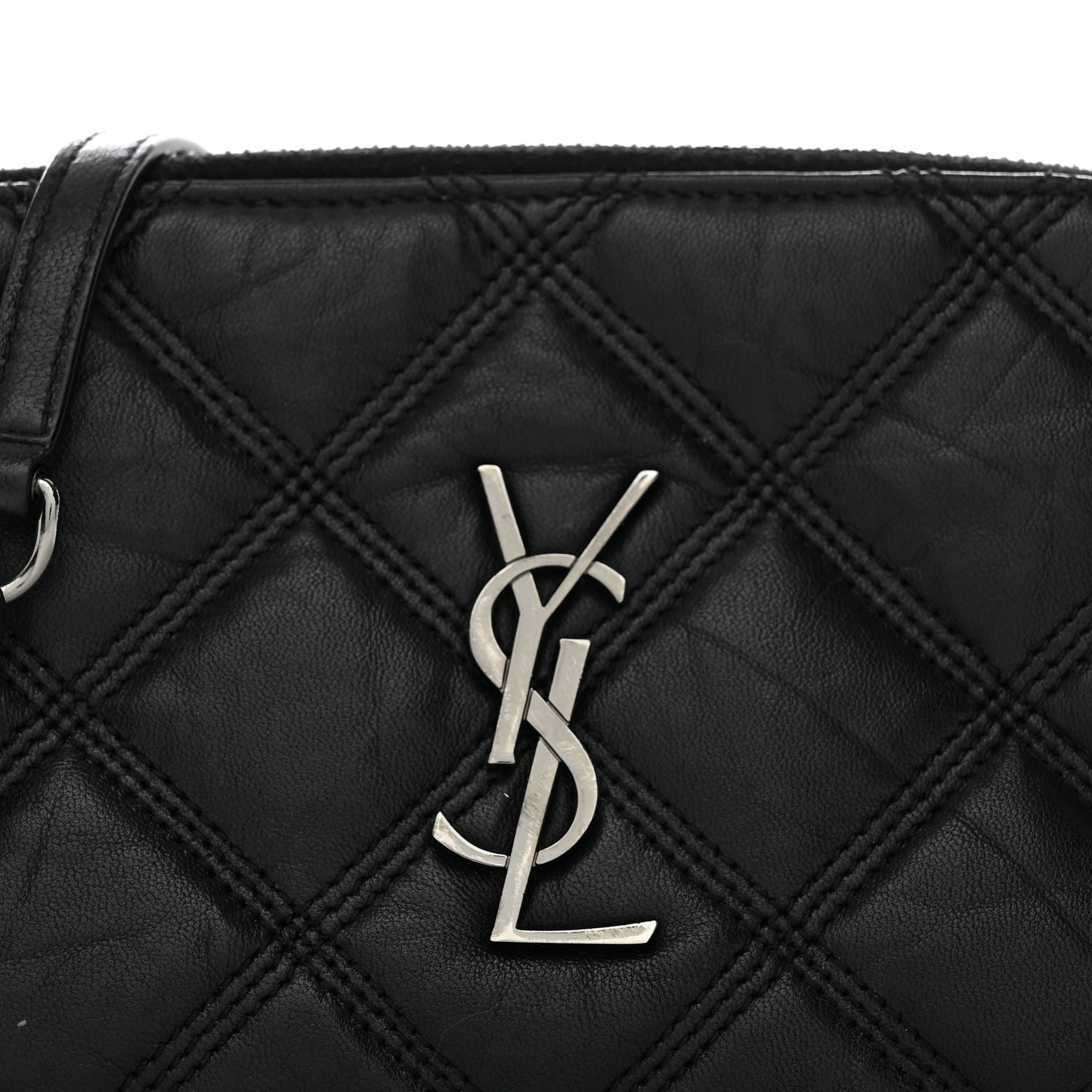 Grained Lambskin Quilted Mini Becky Double Zip Bag Black