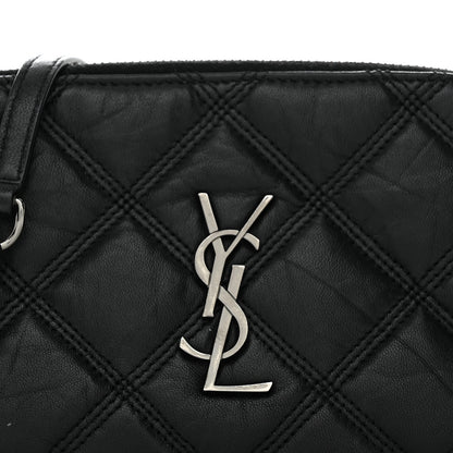 Saint Laurent Grained Lambskin Quilted Mini Becky Double Zip Bag Black 10 of 12