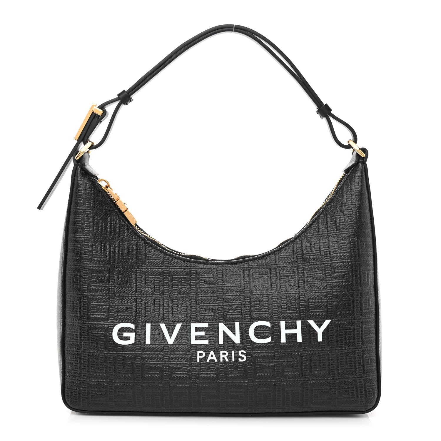 Givenchy Coated Canvas Logo 4G Embossed Small Moon Cut Out Shoulder Bag Black 1 of 9