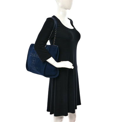 Chanel Mixed Fibers Small Deauville Tote Navy Blue 2 of 10