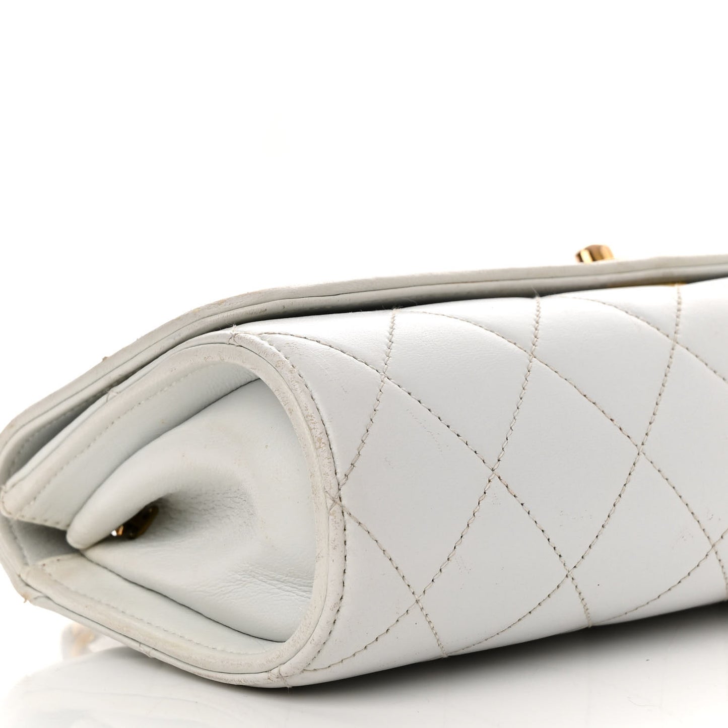 Lambskin Quilted Single Flap White