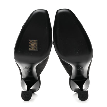 Chanel Suede Grosgrain Crystal Star Mules 40 Black 5 of 10