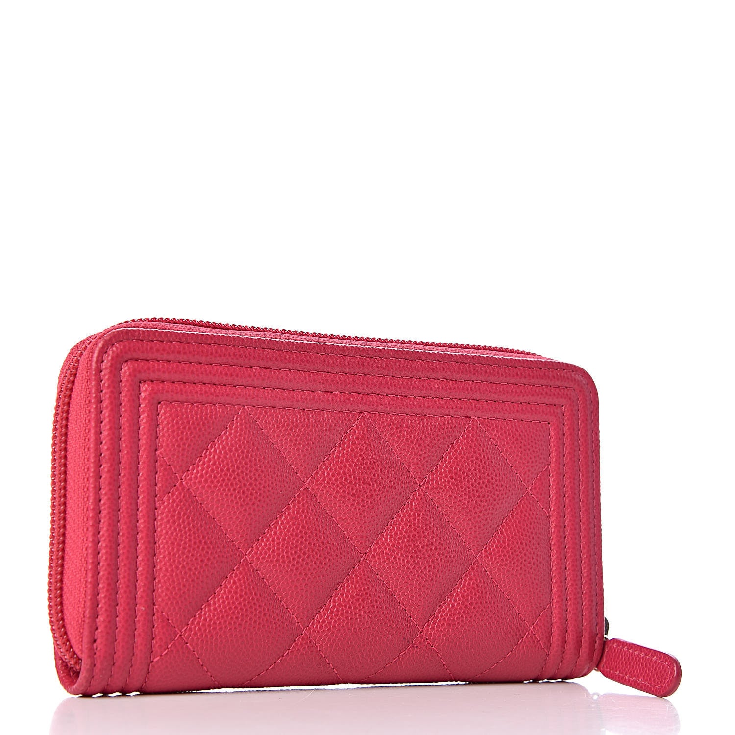 Chanel Caviar Quilted Small Boy Zip Around Wallet Fuchsia 3 of 8