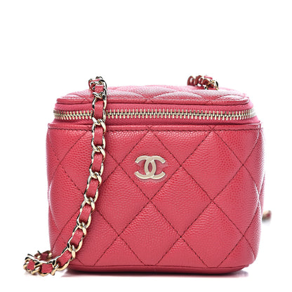 Chanel Caviar Quilted Mini Vanity Case With Chain Dark Pink 1 of 11