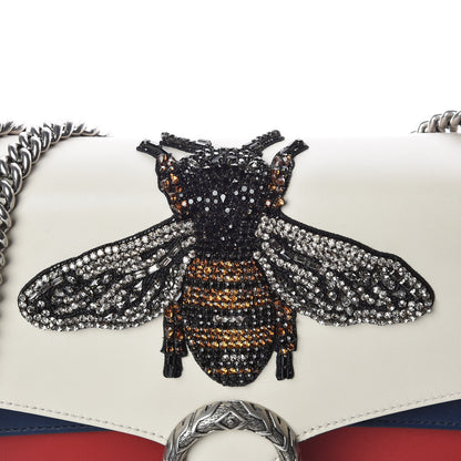 Gucci Calfskin Bee Embroidered Medium Dionysus Shoulder Bag White Blue Hibiscus Red 10 of 10