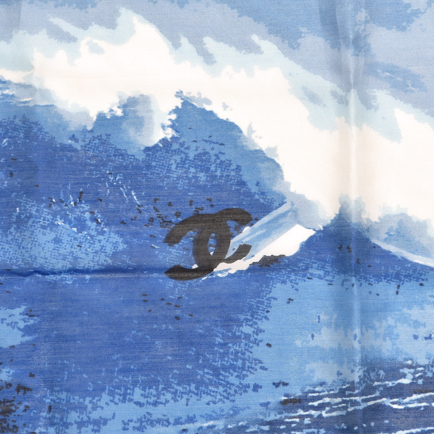 Chanel Silk Cotton Surf Square Scarf Blue 3 of 3