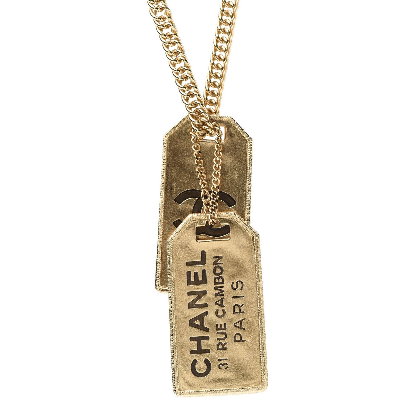 ID Dog Tag Charm Necklace Gold