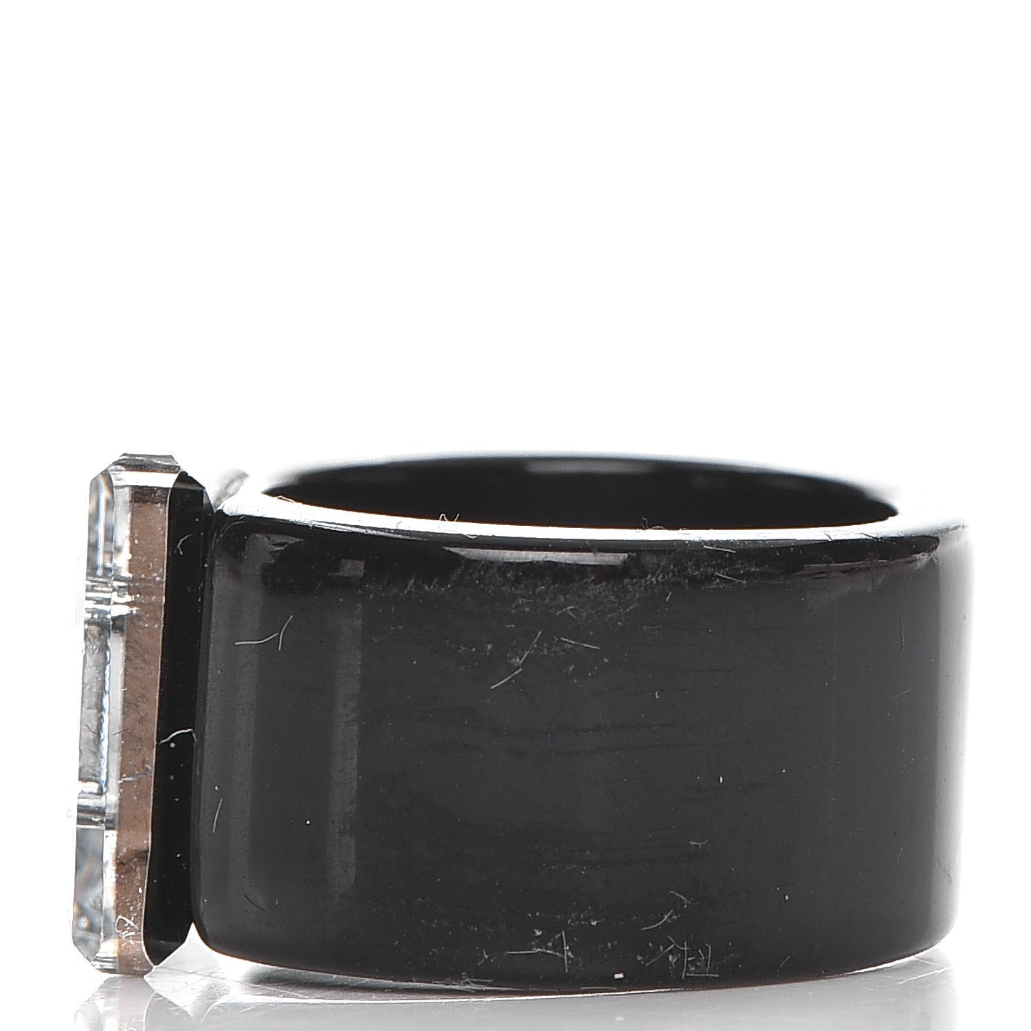 Resin Crystal CC Square Charm Ring 7 Black