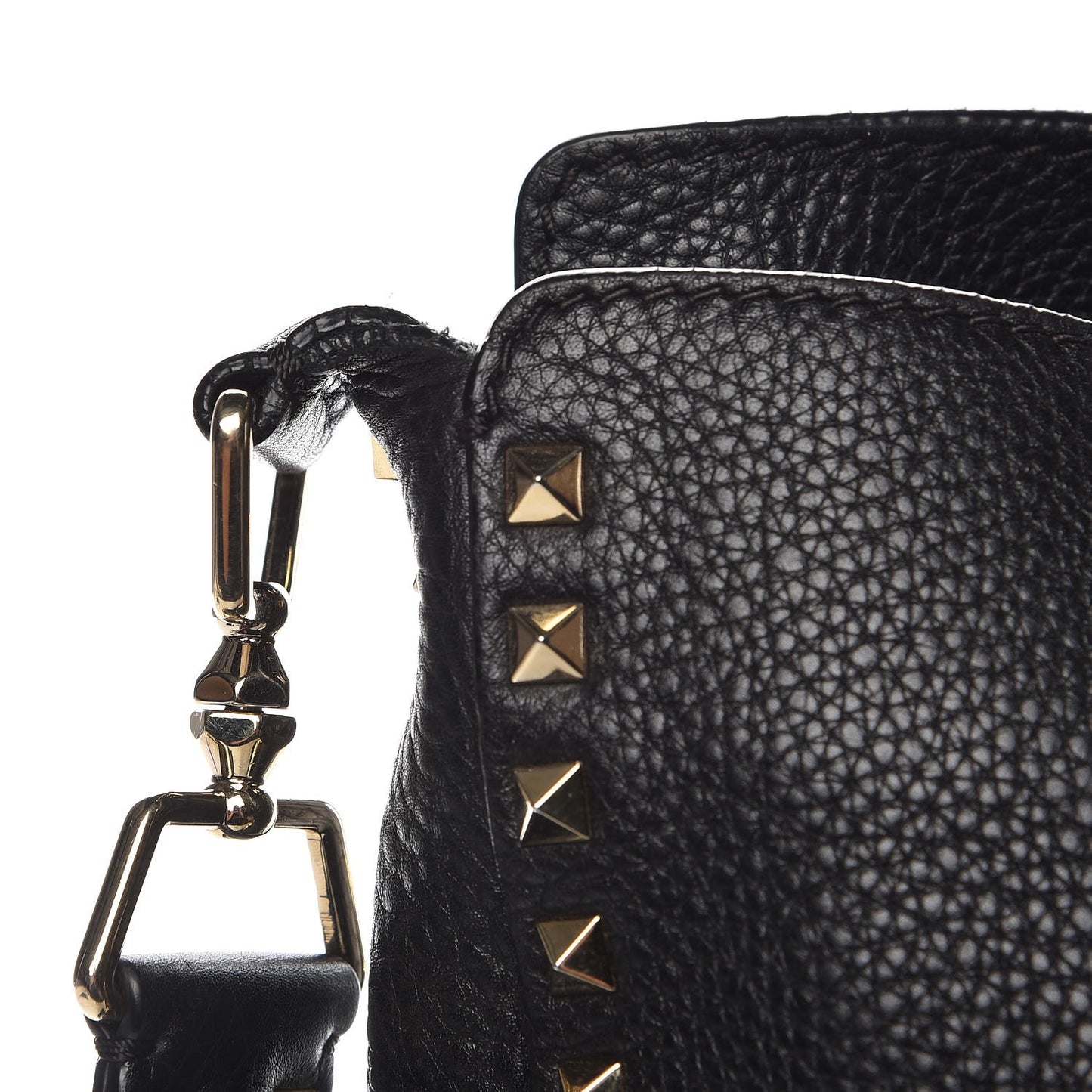 Pebbled Calfskin Large Rockstud Flip-Lock Messenger Bag Black