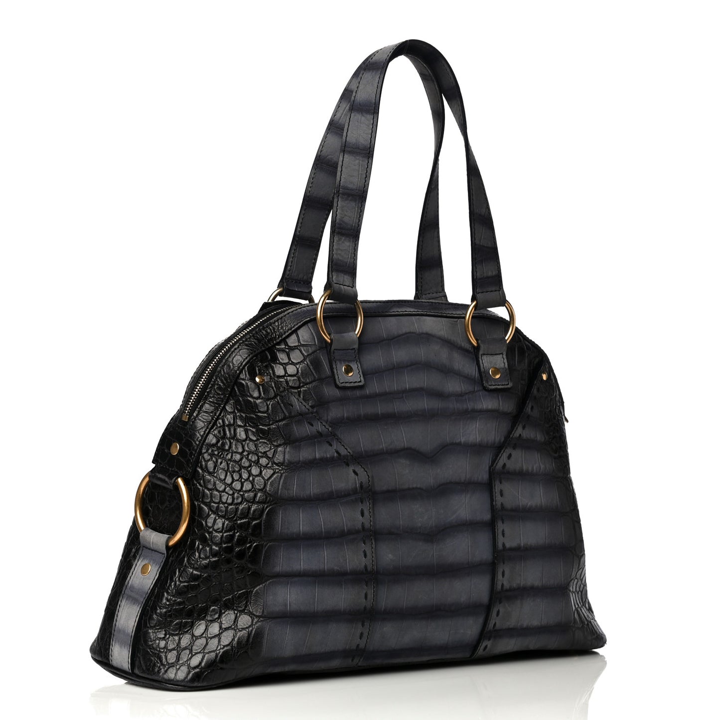 Nubuck Crocodile Embossed Large Muse Grey